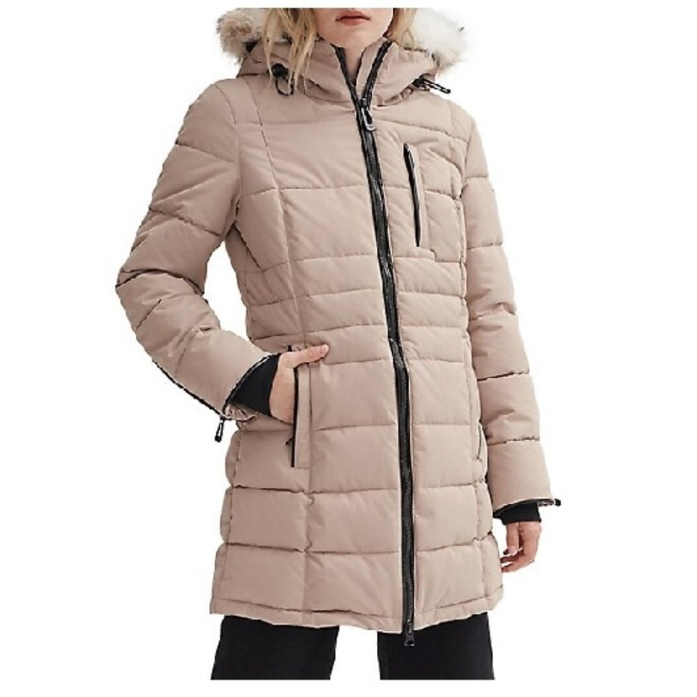Noize Harper Quilted Faux Fur Trim Parka